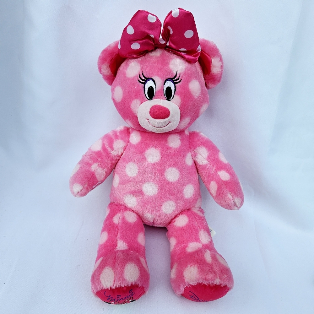 -Build A Bear Disney MINNIE MOUSE Pink Polka Dots Stuffed Animal (Flaw Pi…